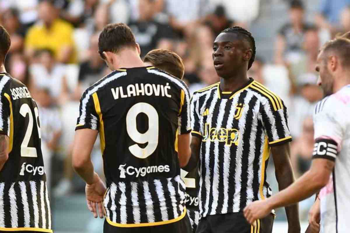 Dusan Vlahovic e Moise Kean in uscita dalla Juve