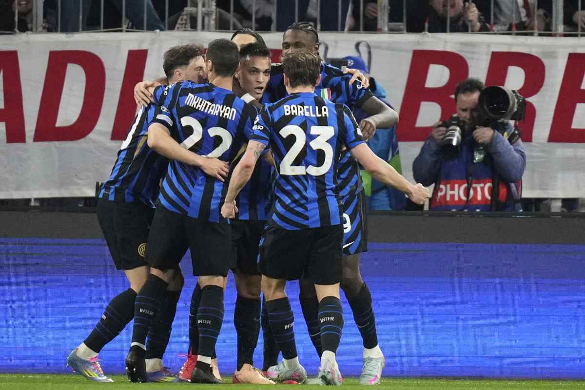 Giocatori dell'Inter che esultano in Champions