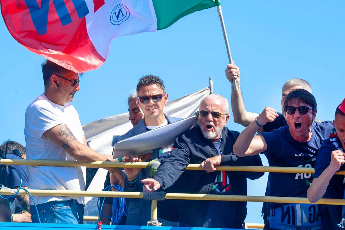 De Laurentiis e Conte festeggiano