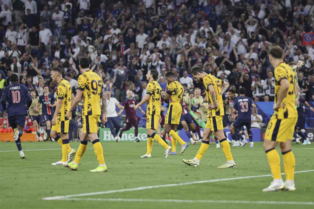 Giocatori dell'Inter delusi in finale di Champions