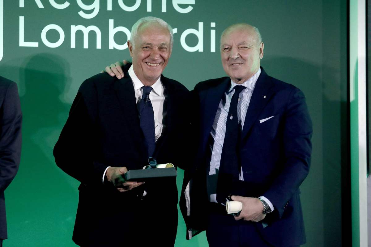 Marotta e Percassi durante la cerimonia di un premio in Lega a Milano