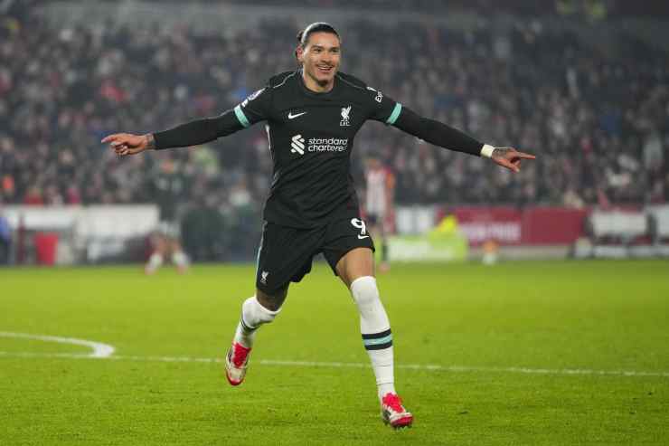 Nunez esulta con il Liverpool