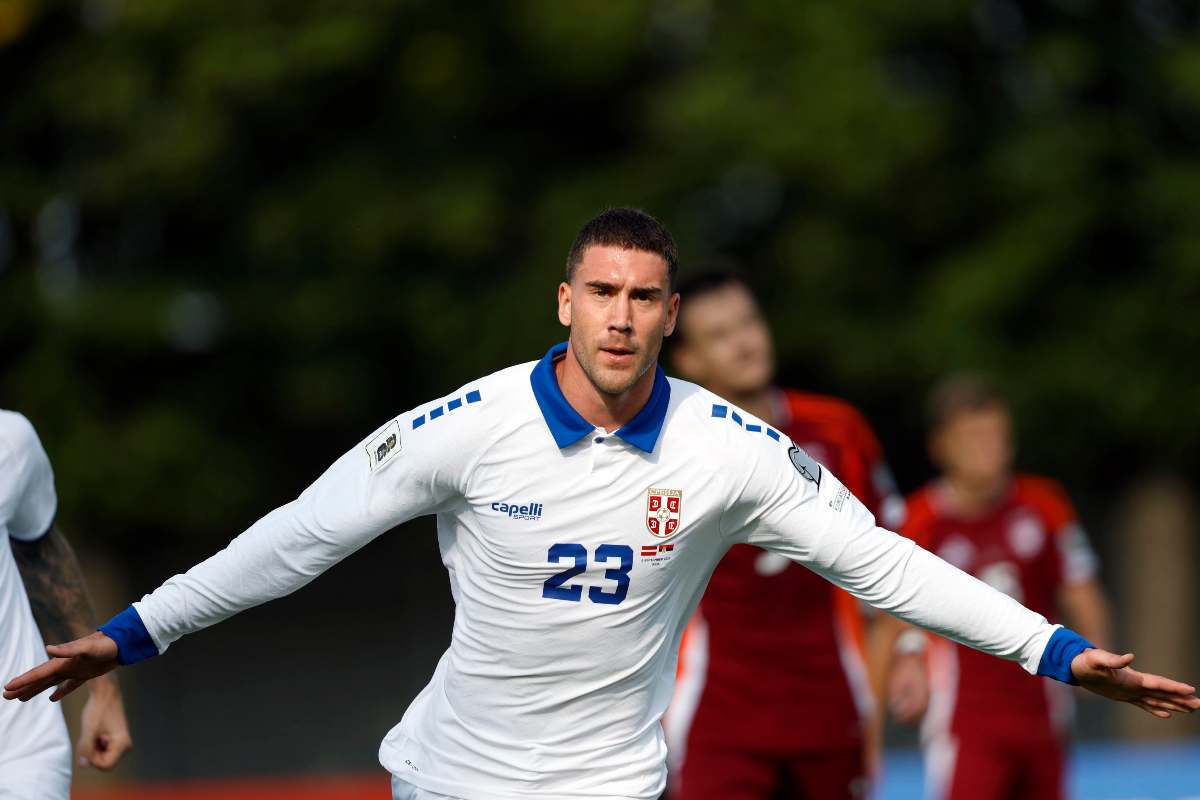 Vlahovic dopo che ha segnato la rete alla Lettonia
