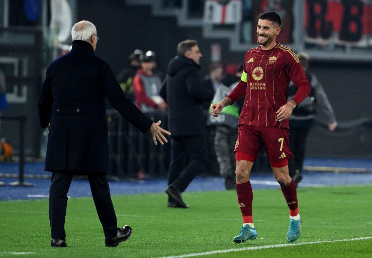 Pellegrini e Ranieri festeggiano dopo il gol al derby
