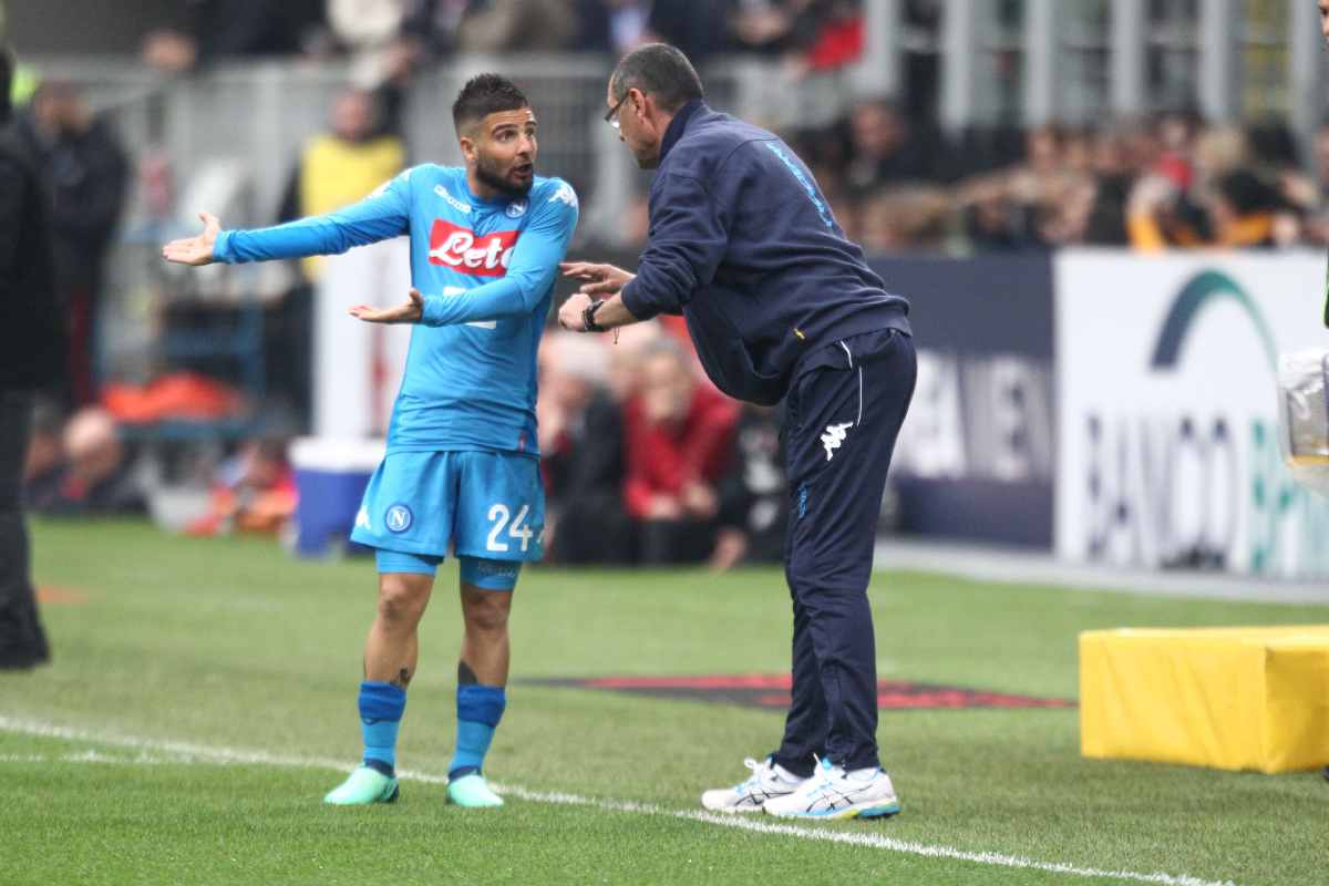 Lorenzo Insigne e Maurizio Sarri durante il periodo nel Napoli