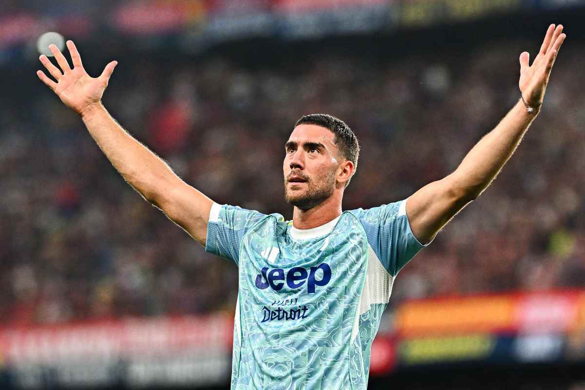 Dusan Vlahovic subito dopo il gol al Genoa