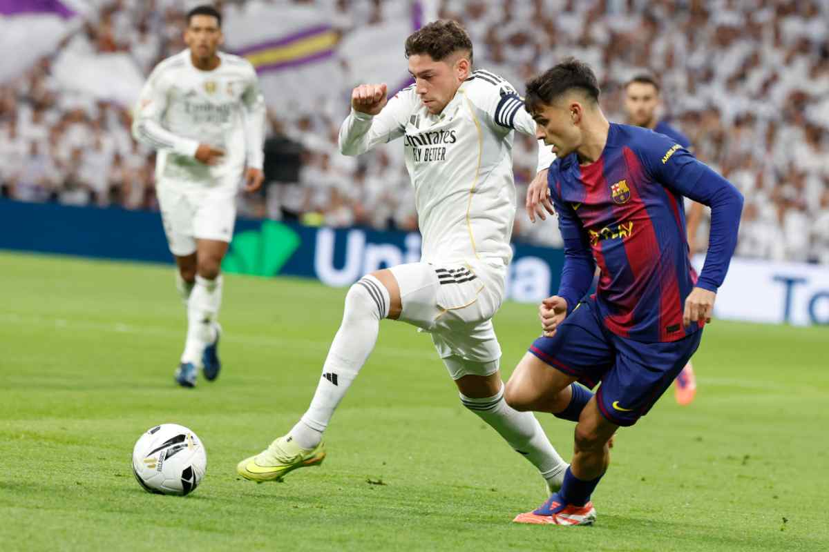 Federico Valverde in azione nel Clasico