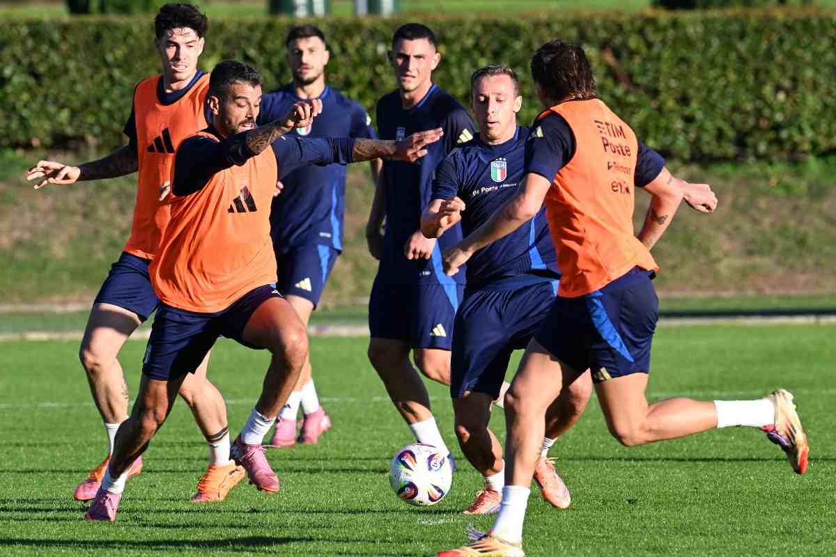 I calciatori dell'Italia in allenamento