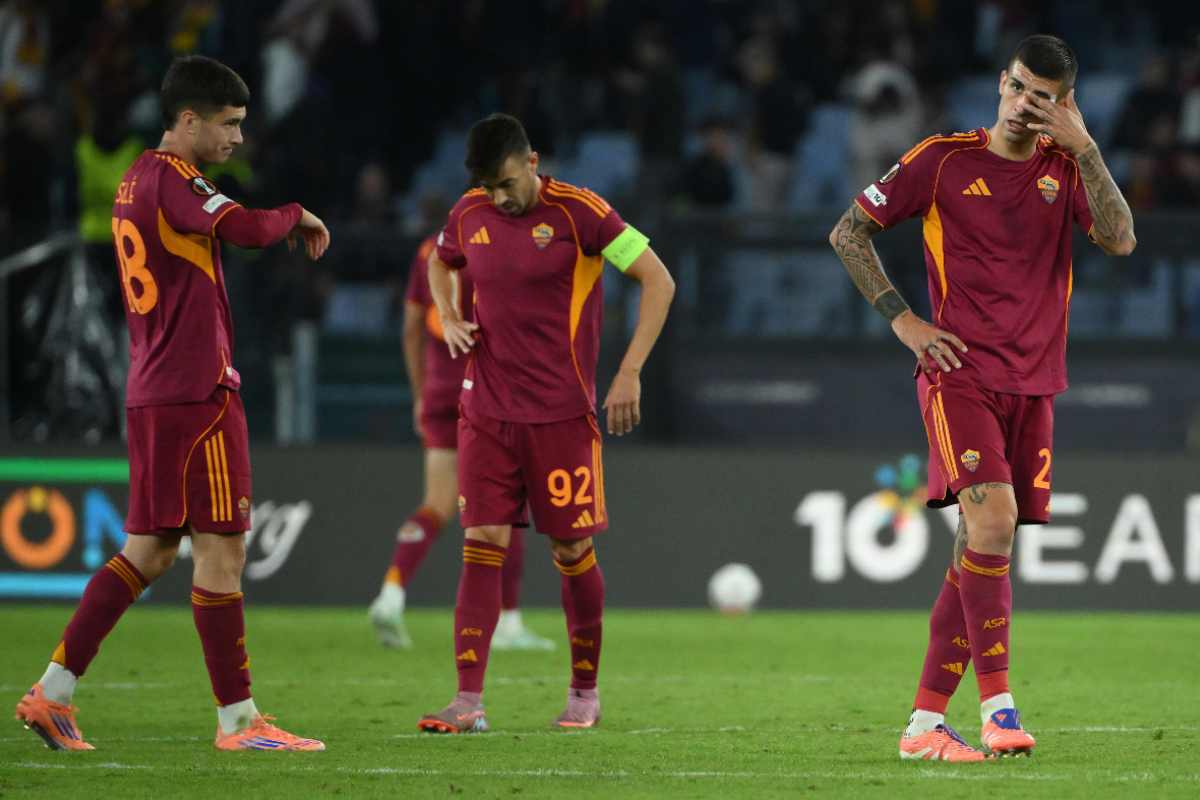 Delusione dei calciatori della Roma 