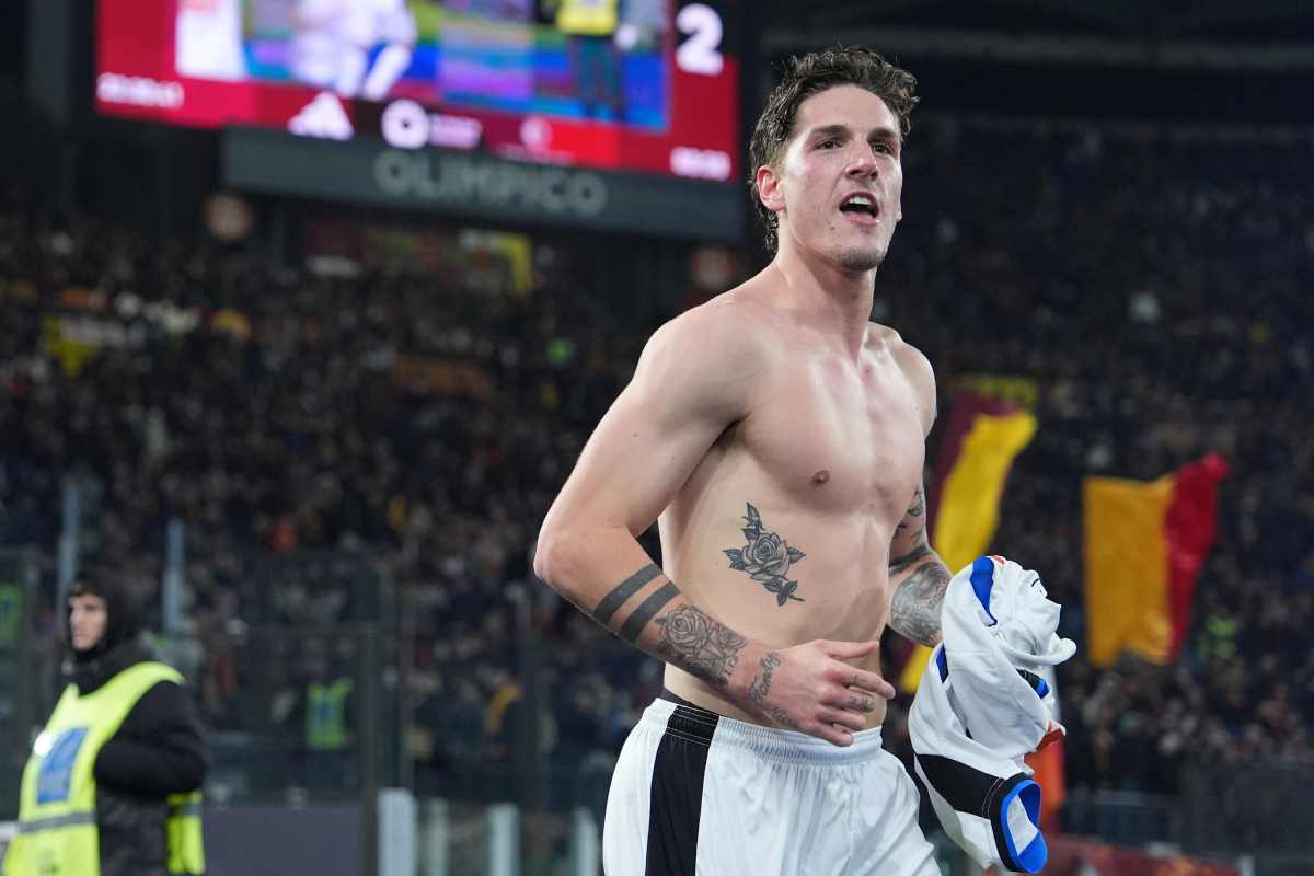 Nicolò Zaniolo esulta in Roma-Atalanta