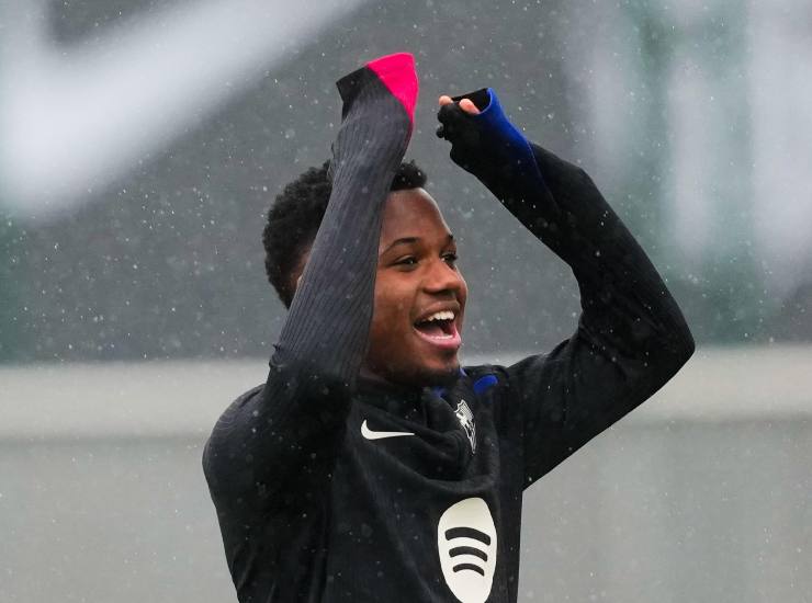 Ansu Fati durante un allenamento