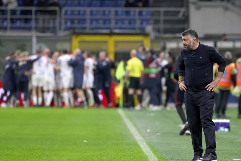 Gattuso deluso in campo