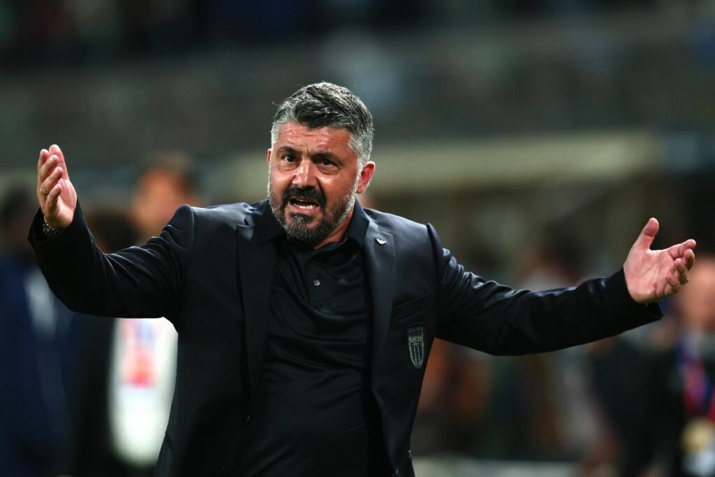Il ct dell'Italia Gennaro Gattuso durante una gara della nazionale