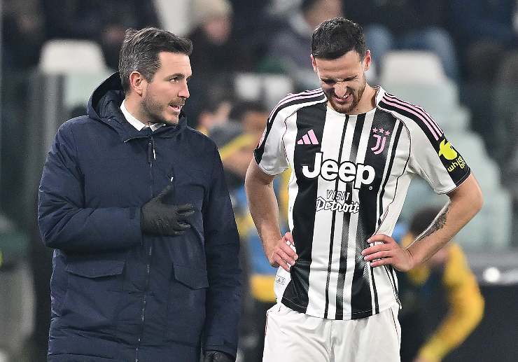 I difensore della Juventus Gatti mentre si infortuna con l'Udinese