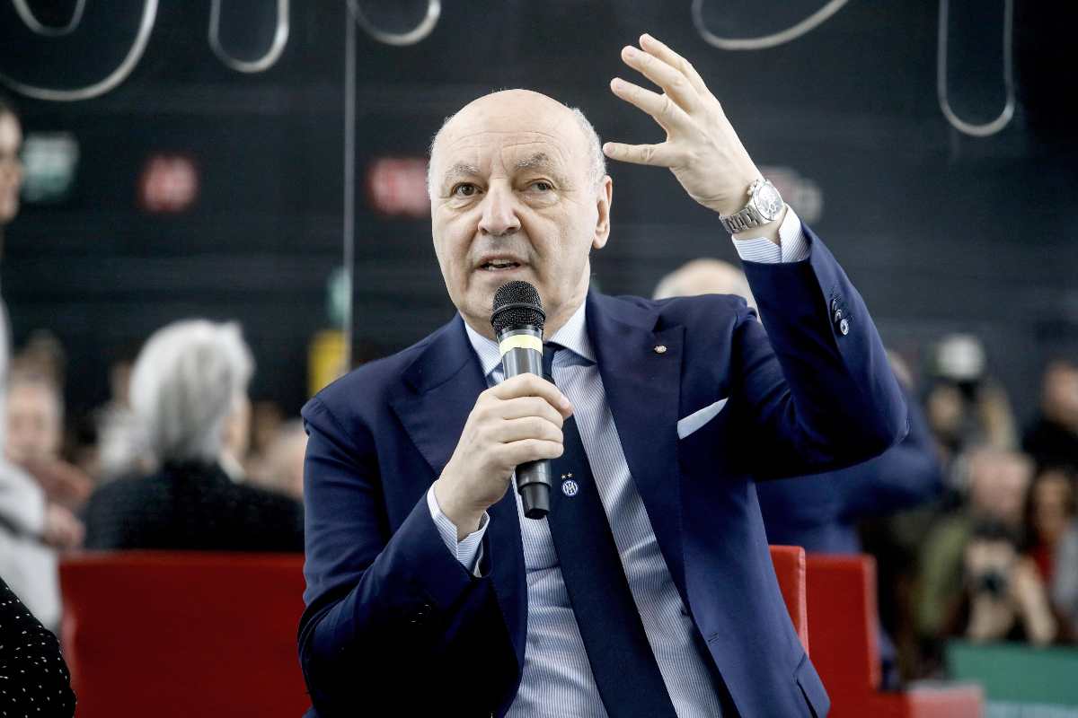 Il presidente dell'Inter Marotta durante un evento