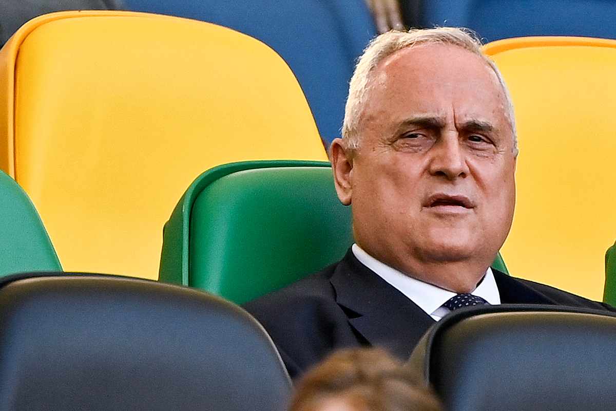 Il presidente Lotito allo stadio durante una gara della Lazio