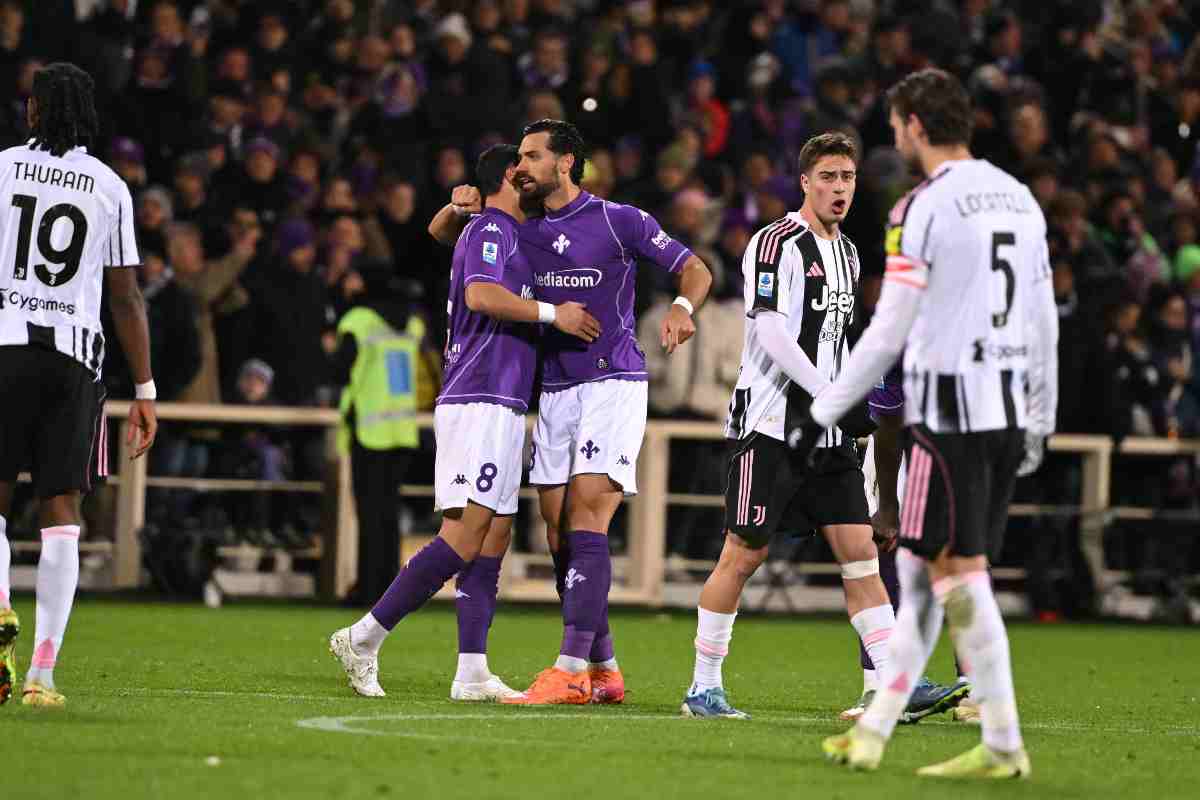Un momentio della gara tra Juventus e Fiorentina