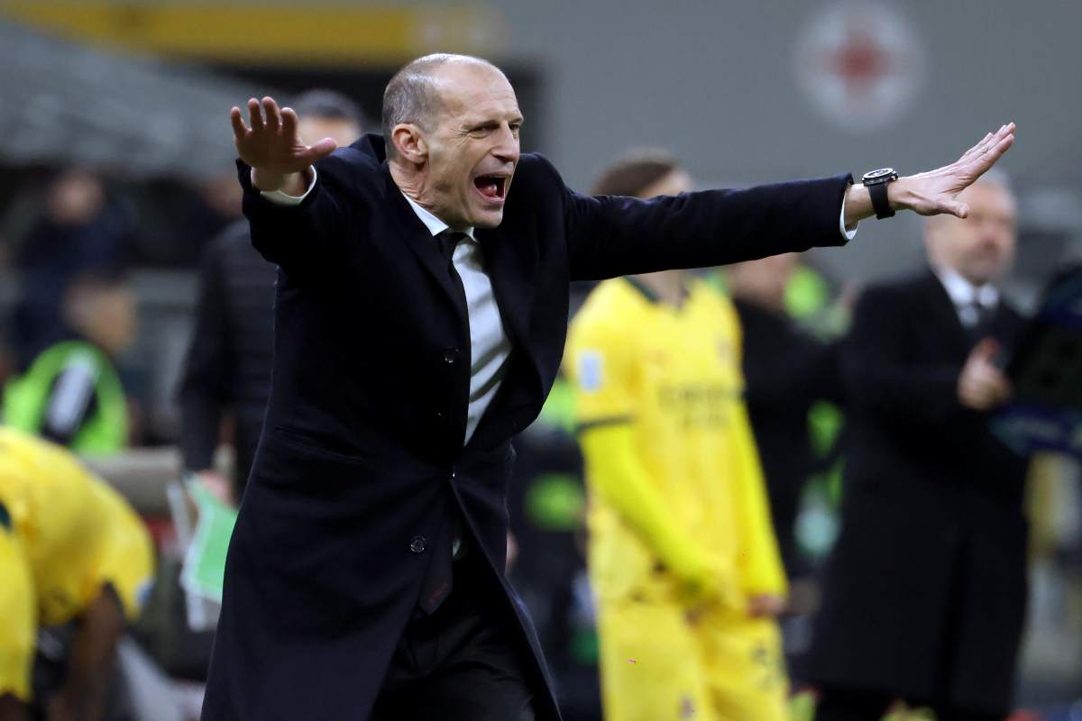 Max Allegri che guida il MIlan nella gara persa contro il Parma