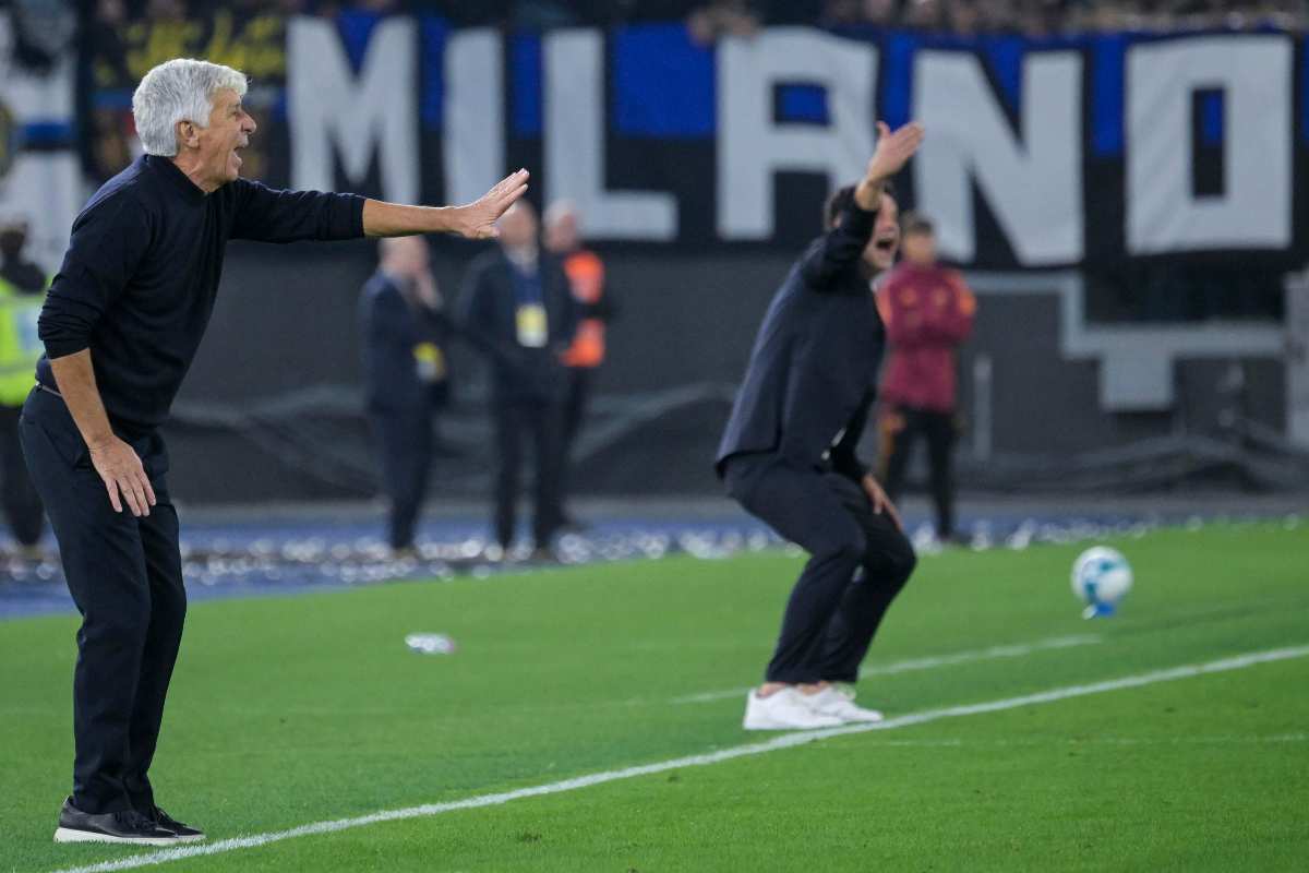 Chivu e Gasperini durante la sfida tra Roma e Inter di campionato
