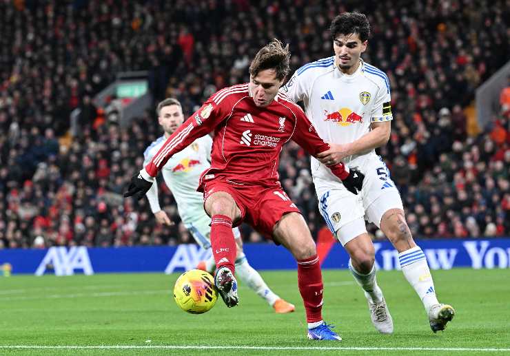 Chiesa che tenta di superare un avversario dura la gara di Champions League