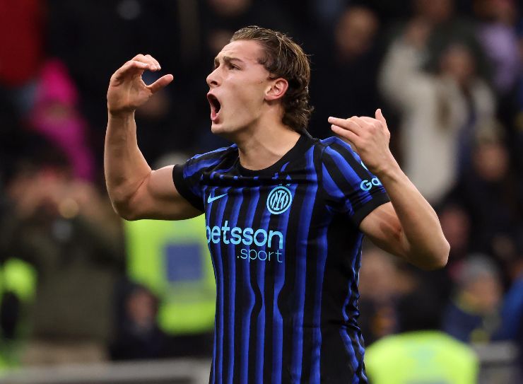 Pio Esposito dell'Inter che esulta dopo un gol alla Juventus