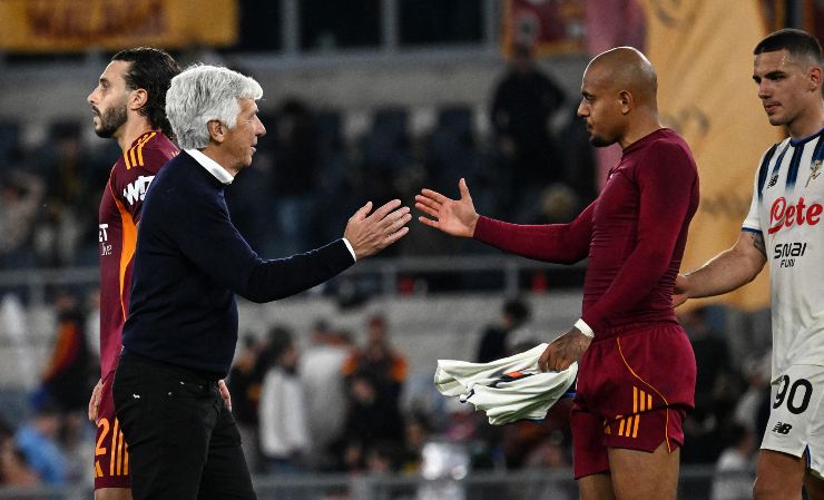 Gasperini e Mslen mentre si salutano a fine gara