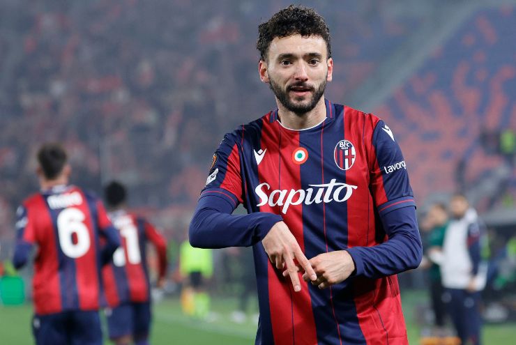 Il laterale del Bologna Joao Mario che esulta dopo un gol