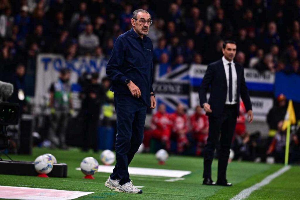 Maurizio Sarri durante la semifinale di coppa Italia con l'Atalanta