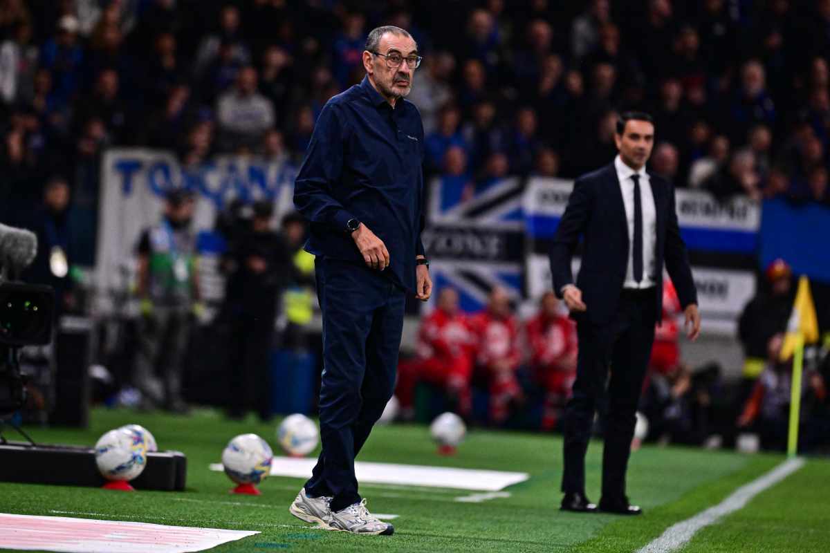 Maurizio Sarri durante la semifinale di coppa Italia con l'Atalanta