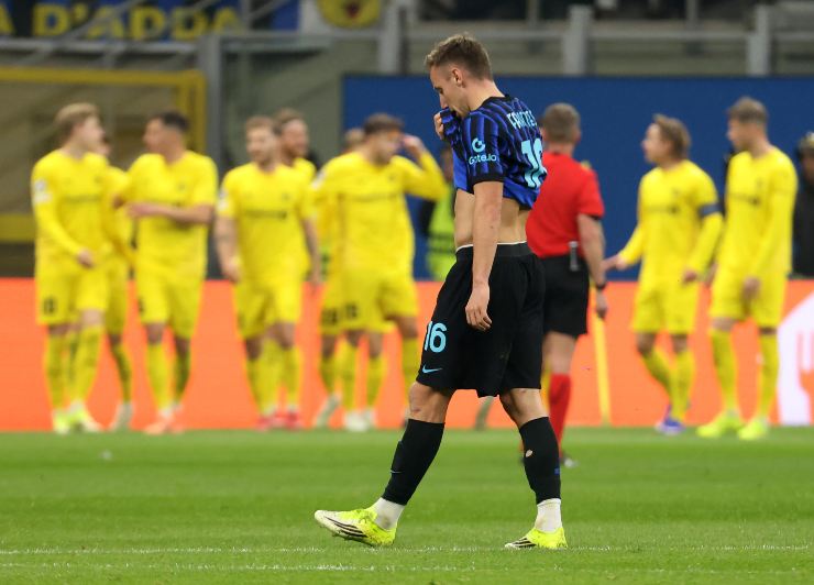 Davide Frattesi alla fine di una gara di Champions deludente col Bodo Glimt