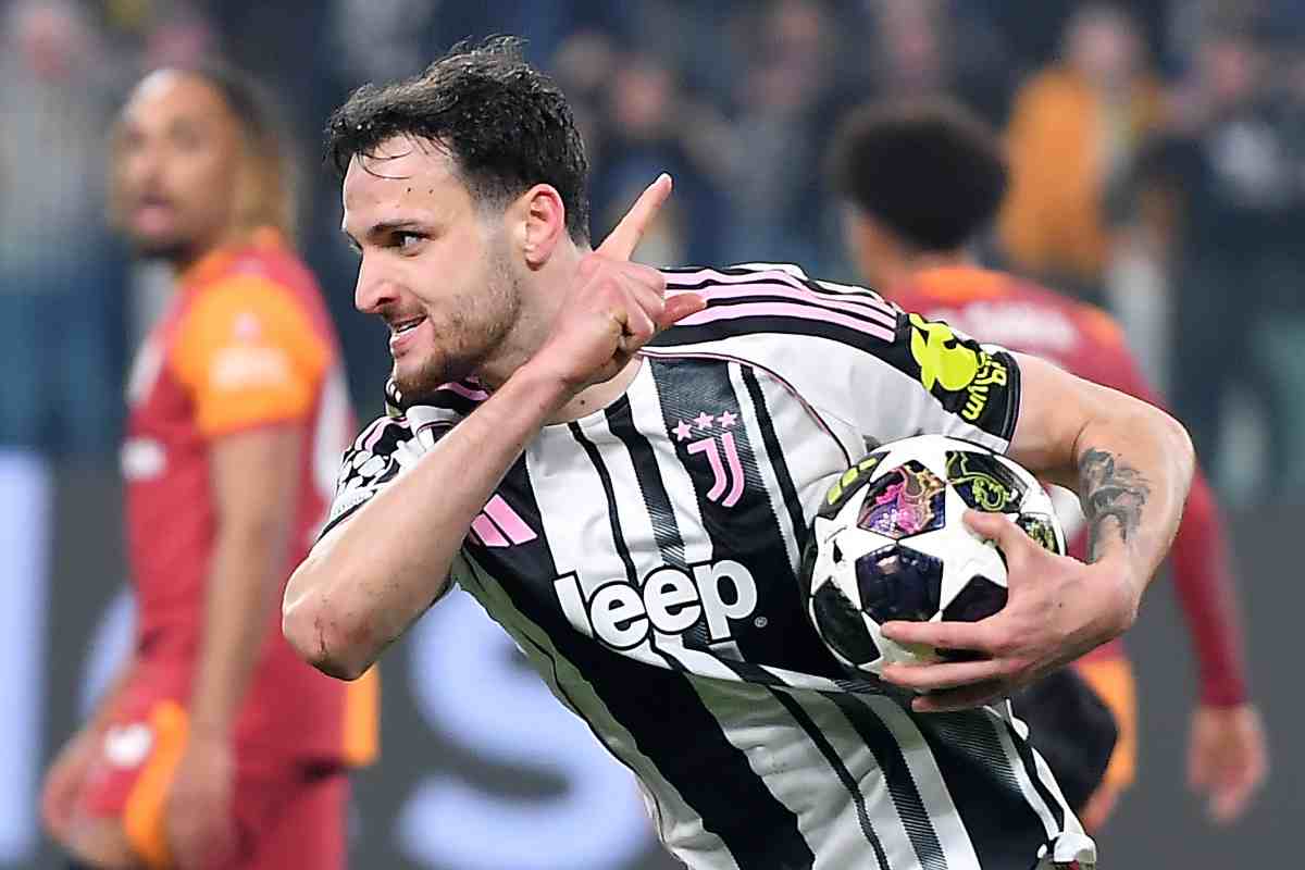 Il difensore della Juventus Gatti appena dopo aver segnato un gol