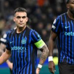 La coppia d'attacco Lautaro Thuram prima di un angolo