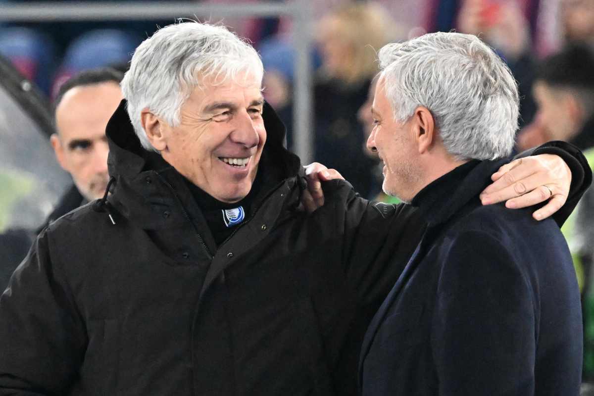 Mourinho e Gasperini si salutano poco prima di un Atalanta-Roma