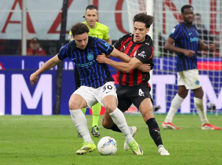 Il giocatore del Milan Ricci durante la gara con l'Inter