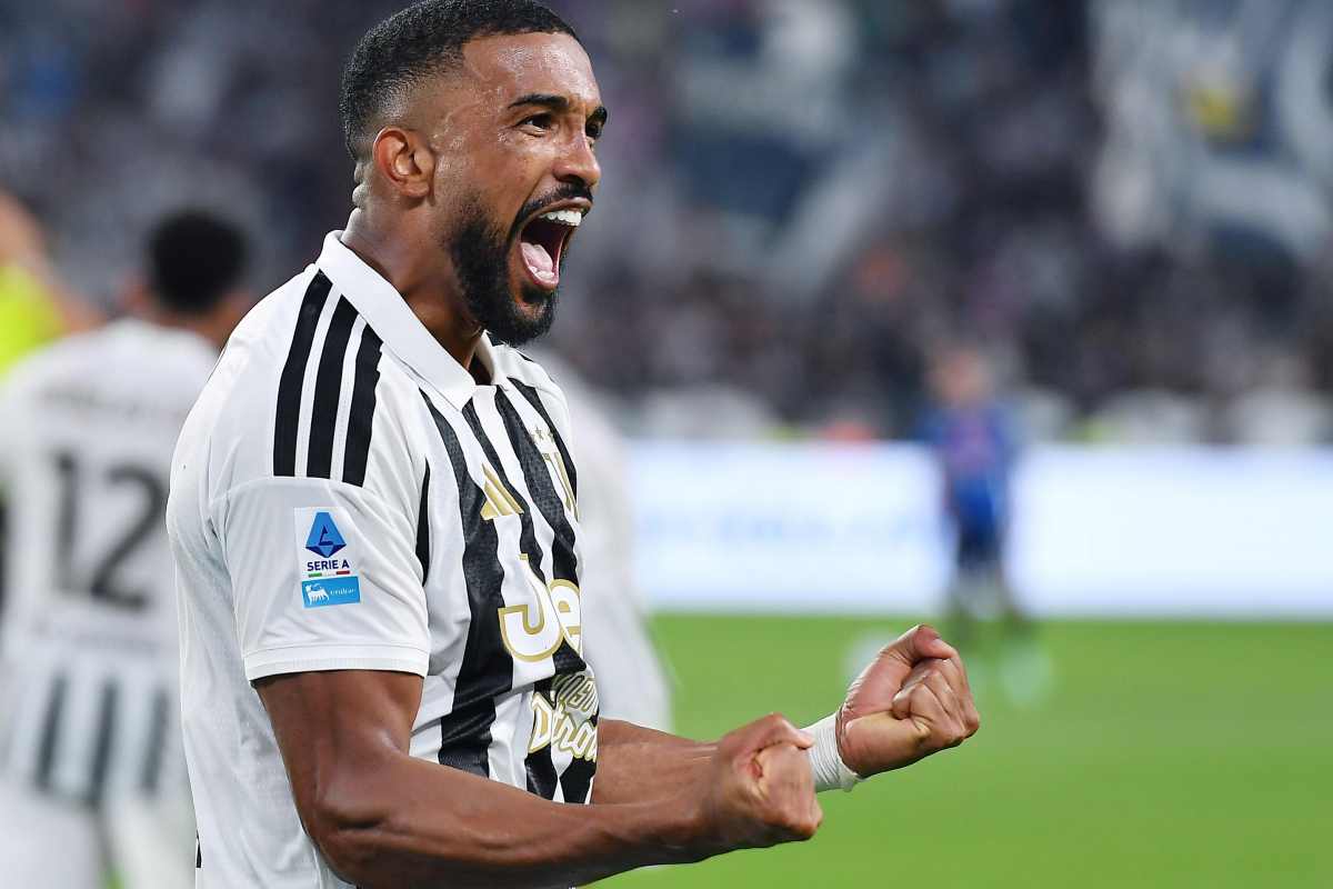 Il difensore della Juve Bremer dopo aver segnato una rete