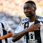 L'attaccante della Juventus Kolo Muani mentre esulta