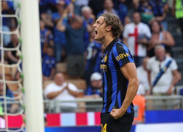 Pio Esposito che sulta a un gol a San Siro