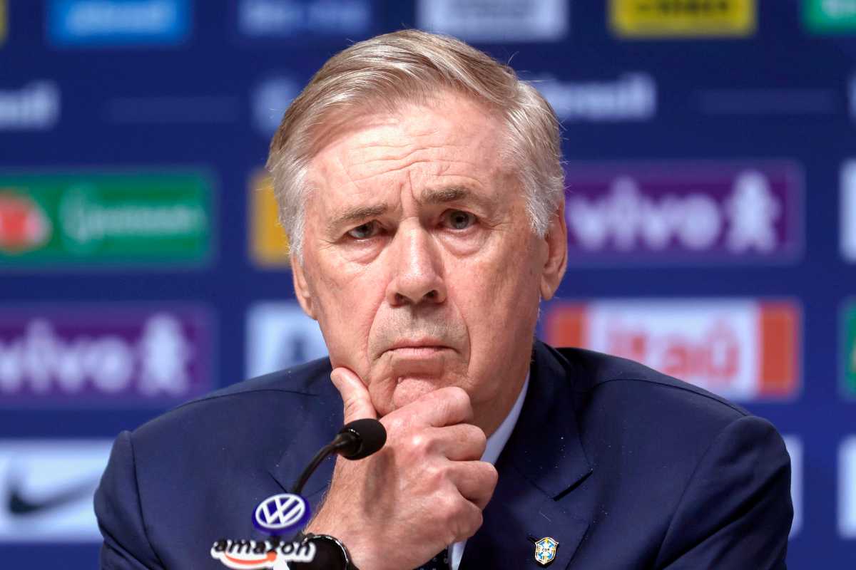 Carlo Ancelotti ct del Brasile durante una conferenza stampa