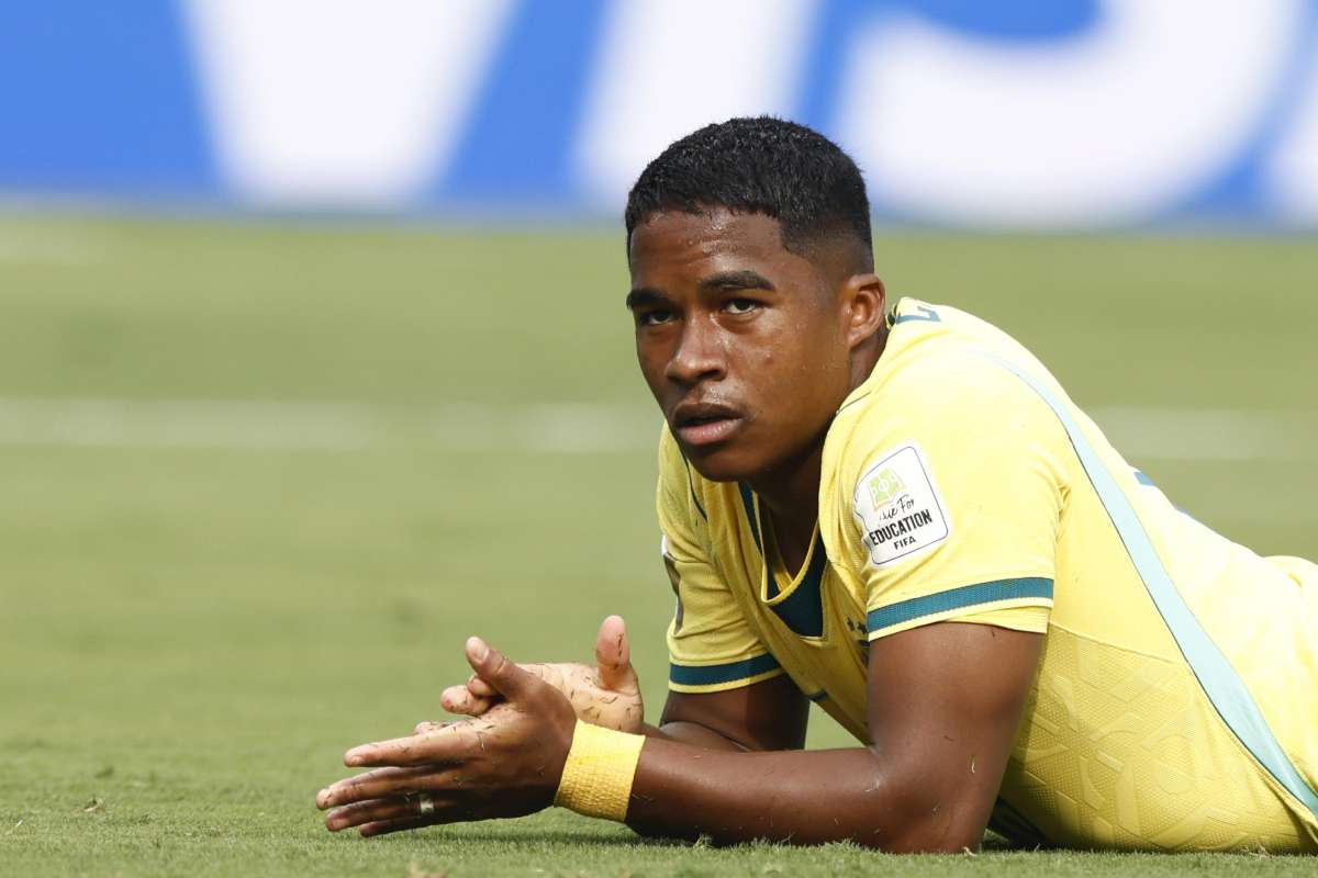 Il brasiliano del Real Madrid Endrick durante una gara della sua nazionale