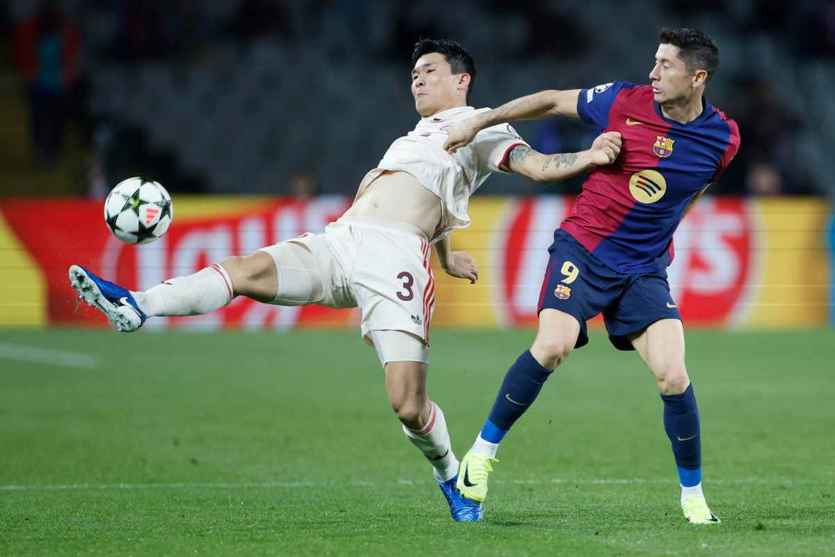 Kim Min Jae durante una gara di Champions League con la maglia del Bayern Monaco