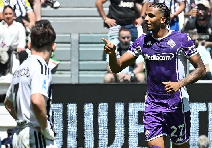 Un momento in cui Ndour esulta contro la Juventus